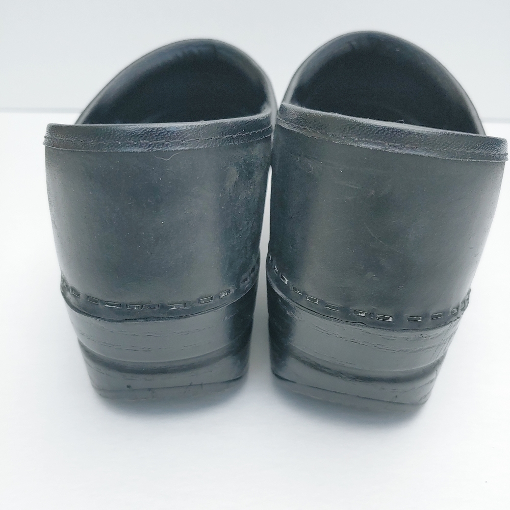 Dansko Black Leather Classic Comfort Nursing Clogs Shoes Sz 37 - Picture 5 of 9
